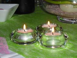 three candles on the table as decoration