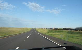 Saskatchewan Highway near fields in Canada