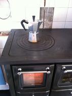 iron kettle on stove