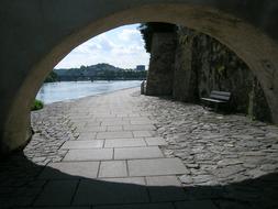 View of the beautiful Danube, from the arch, near the mountains