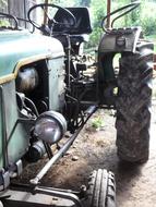 old tractor on the farm close up