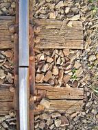 rails on stones close up