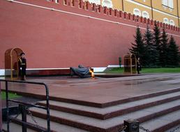 Tomb of the Unknown Soldier in the Aleksandrovskiy Garden, near the Kremlin Wall in Moscow, Russia