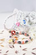 colorful womens bracelets on white