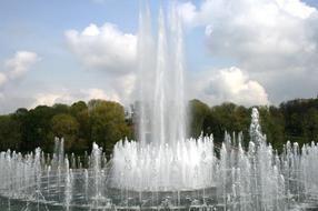 circular fountain among the trees