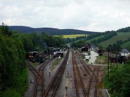 panoramic view of the station on the narrow gauge railway in the mountains