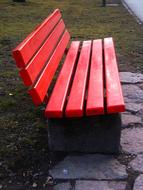 red park bench, autumn