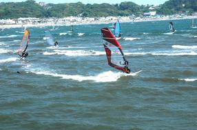 windsurfing near coast, Japan, Shonan