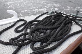 black rope for boat close up