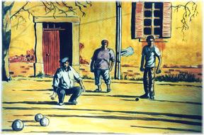 watercolour image art of bocce human