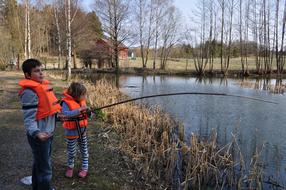 Children Lake Fishing