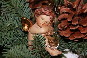 Angel figure on Christmas Fir Tree