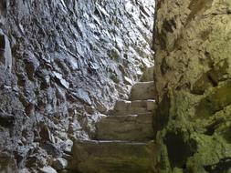 Steps in the old castle, in light and shadow