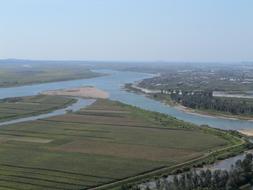 Beautiful landscape with the river on the border of China and North Korea