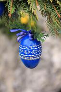 Blue Easter Egg on tree