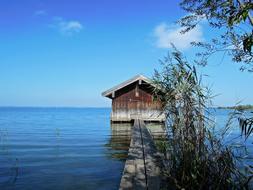 Hut on pier on Lake