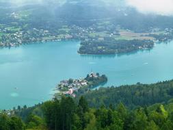 scenic Lake WÃ¶rth at summer, austria