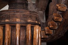 Close-up of the shiny, brown gears, in Niederbayern, Germany