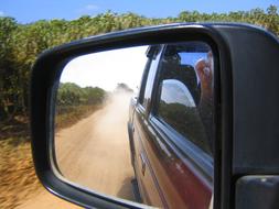 View of the offroad landscape in the look in side mirrors