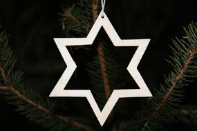 white decorative star on christmas tree