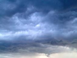 Beautiful, blue and grey clouds of different shades