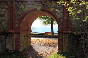 arched gate on the embankment