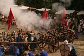 Recreation of the siege in the castle in HollÃ³kÅ, Hungary