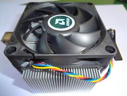 Close-up of the "AMD" pc part with the fan