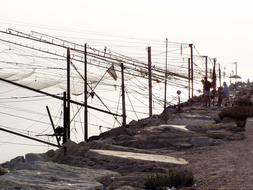 fishing nets along the coast