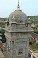 Tower of the palace, on landscape in Jamkhandi, Karnataka, India