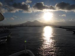 View Of The ship in Vesuvius Water at Sunlight