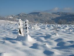 Winter Snowy field and mountains