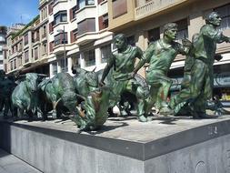 sculpture bull running in pamplona, Spain
