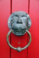 Lion Doorknocker on Red door