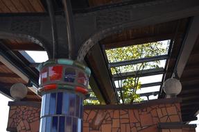 artwork by Hundertwasser, pillar beneath ceiling of Station, germany, Uelzen