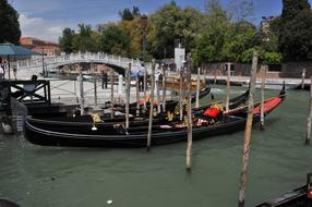 Gondola and bridge in Venice Italy