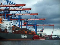 Hamburg Port Container boat