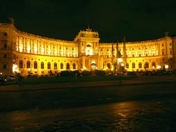 Hofburg Imperial Palace in Vienna at night