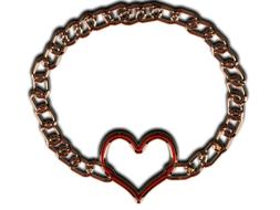 Beautiful, shiny chain with the heart shape, at white background, clipart