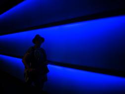 blue-black interior of a train station in zurich