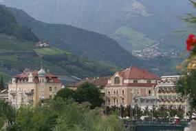 Merano city in the background of mountains in Italy