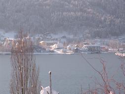 scenic view of WÃ¶rthersee lake shore at winter, Austria, Maria WÃ¶rth