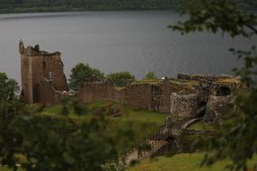 Beautiful landscape of the Urquhart Castle on the coast of Loch Ness in Scotland