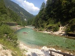 Rafting on mountain river at summer