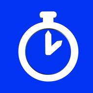 3d, white "clock" sign, at blue background, clipart