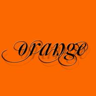 Beautiful, black "orange" sign, at orange background, clipart