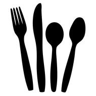 cutlery knife fork spoon black