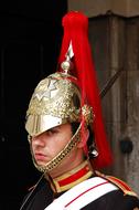 Soldier in colorful uniform and helmet