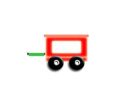 Colorful tractor model with wheels, at white background, clipart