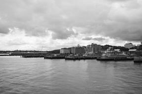 monochrome photo of Staten Island New York Skyline